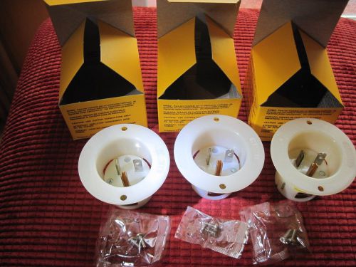 Lot of (3) HUBBELL HBL5378C Flanged Inlet,20A,125V 2 Pole 3 Wire Grounding