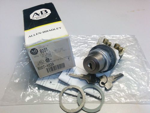 ALLEN BRADLEY 800T-H33A CYLINDER LOCK SELECTOR SWITCH 2 POS MAINTAINED SER T NIB