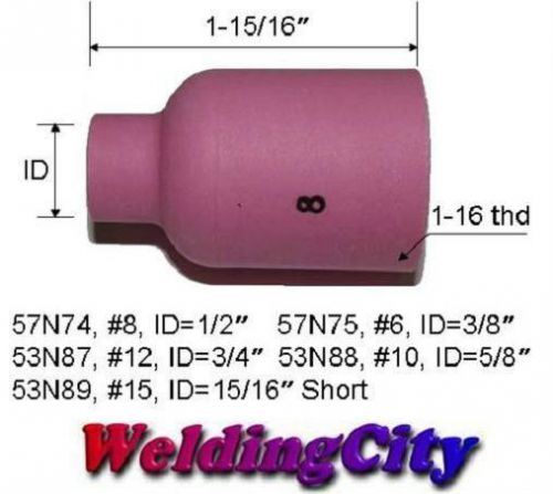 Weldingcity 10 large gas lens ceramic cups 57n74 (#8) forall tig welding torch for sale