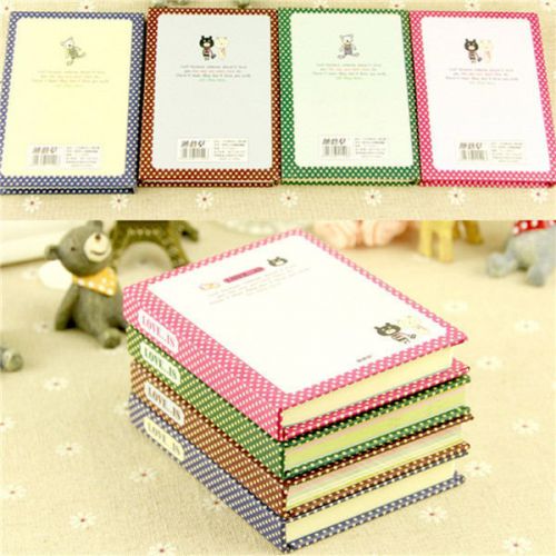 New Dot Bear Style Hard Cover Color Pages Small Diary Word Memo Notebook