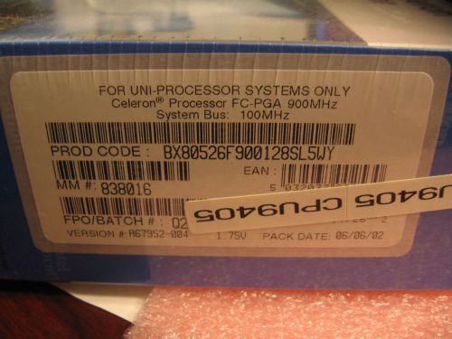 1 UNIT BX80526F900128SL5WY INTEL CELERON PROCESSORS FC-PGA 900MHZ 100MHZ 128KB