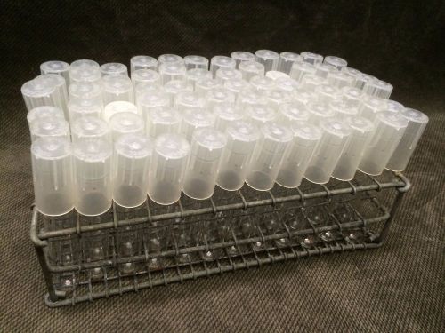 LOT 72 each 16x 100mm Borosilicate Test Tubes w/Rack &amp; Lids, lab glass tube