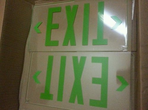 Exit Sign Green Letters.die cast edge lit Ac only X6acg