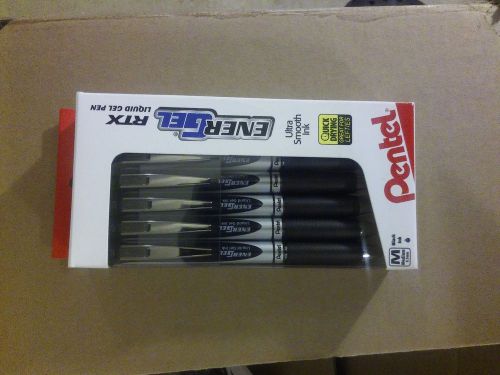 12 Pentel EnerGel Deluxe RTX 0.7mm Rollerball Gel Ink Pens Black Liquid X1071