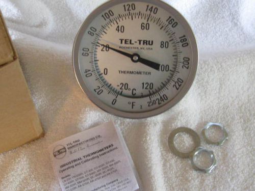 Tel-tru thermometer 0-250f gt500r 4&#034;stem, 5&#034;dial, 304ss, calibration feature for sale