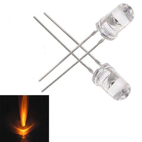100pcs 5mm yellow round high power super bright water clear led leds lamp bulb for sale