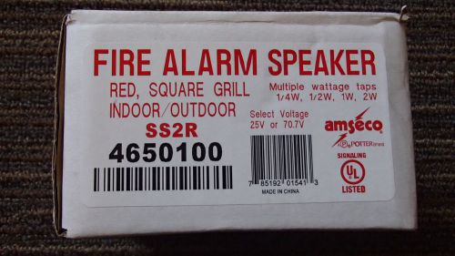 Amseco Fire Alarm Speaker SS2R Red/Square Grill Indoor/Outdoor 25 OR 70.7 VOLT