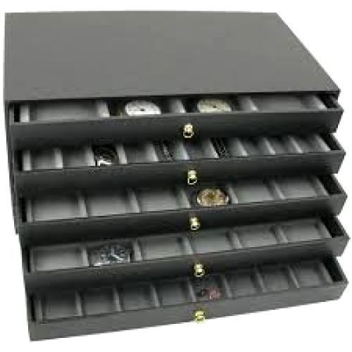 Jewelry Storage Holder 5-Drawer Case With 8-Compartment Tray Insert Organizer