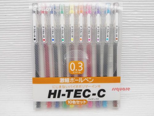 Pilot Hi-Tec-C Needle Tip 0.3mm Ultra Fine Rollerball Gel Ink Pen 10 Colors Set