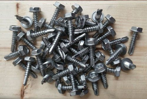 10 x 3/4 hex washer head (5/16) stainless steel self drill screw (qty - 50) for sale