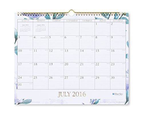 Blue Sky Jillian Gold Foil Academic Year 16/17 Monthly 15 x 12 Wall Calendar