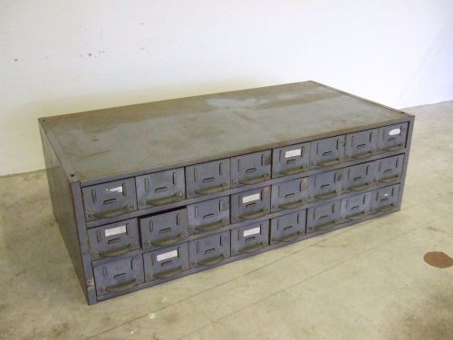 Vtg metal 24 drawer cabinet industrial tool parts chest loft organizer steampunk for sale