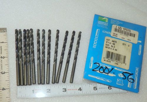 wire size 3 drill bits 0.2130&#039; diam Jobber length 12 pc  HSS unused EDP 44073