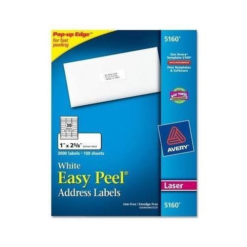 Avery 5160 Labels - White Easy Peel Address Labels for Laser Printers 1&#034; x 2-5/8