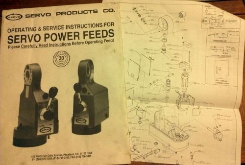 Servo Products Co. Type 150 and 140 Power Feed Manual &amp; Parts List
