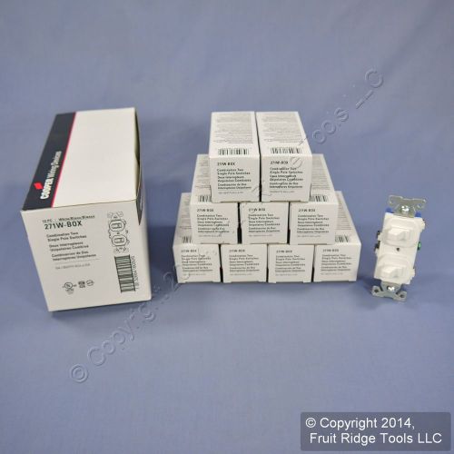 10 Cooper White Single Pole DOUBLE Toggle Wall Light Switches 15A 120/277V 271W