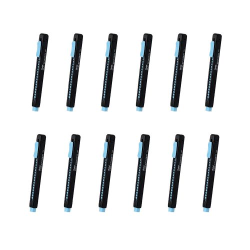 Pentel ZE80 CLIC Rectractable Eraser Pen (12pcs) - Black Barrel / Blue Eraser