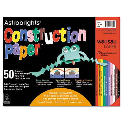 Astrobrights construction paper, 72lb, 12 x 18, assorted, 50 sheets for sale