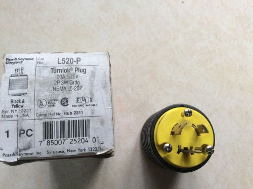 Pass &amp; Seymour White Locking Plug NEMA L5-20P Twist Lock Turnlok 20A 125V L520-P