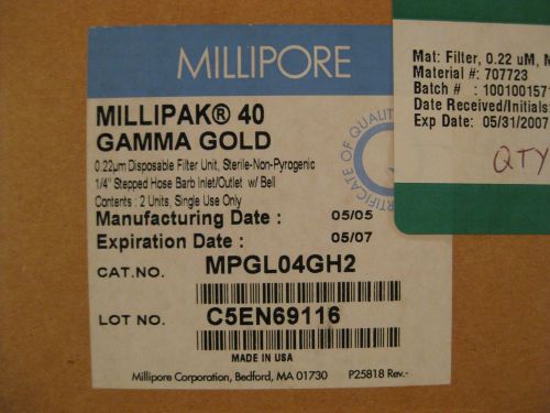 ONE (1) Millipore MilliPak 40 Gamma Gold Capsule 0.22um MPGL04GH2 Filter NOS