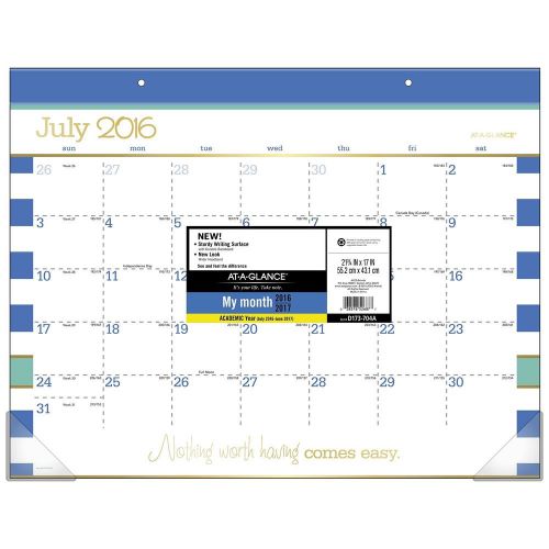 At-a-glance academic year desk pad calendar monthly july 2016 - june 2017 21-... for sale
