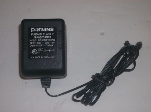 Potrans WD481200700 12VDC 700mA AC/DC Adapter Power Supply TESTED