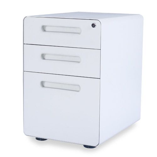 Devaise round edge mobile metal 3-drawer file cabinet with anti-tilt mechanism / for sale