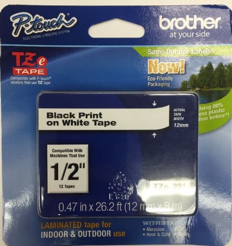 NEW P-touch Brother Label 1/2 Black Print On White Tape