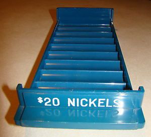 Plastic Coin Roll Tray Holder 10 Rolls $20 Nickel Blue Color Coin Storage