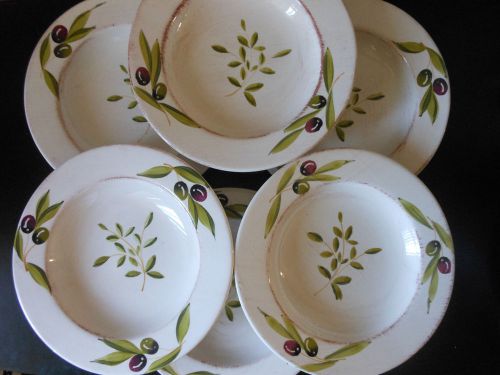 6 Ceramiche Alfa Black Olive Italian Mediterranean soup plates excellent cond