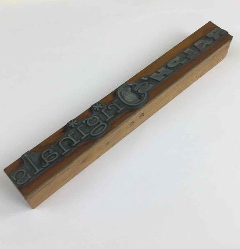 Vintage Wooden Letterpress Printers Block RALPH&#039;S ORIGINALS SEWING LOGO Stamp