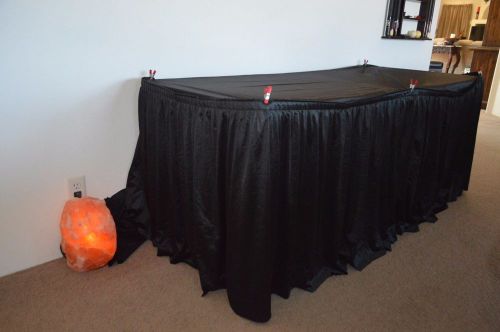 Black wedding satin, banquet, expo Velcro long Table Skirting &amp; topper   #1453