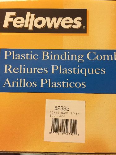 Fellowes Plastic Comb Binding Spines 3/4 Inch Diameter Navy 150 Sheets 100 Pa...