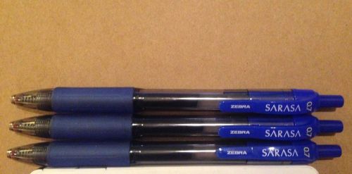 Zebra Sarasa Blue Retractable Gel Pen (0.7mm) Lot of 3 Medium Point New