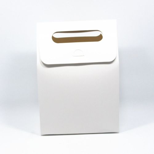 White Kraft Paper Package Boxes W/ Handle For Gifts Crafts Wedding Favors