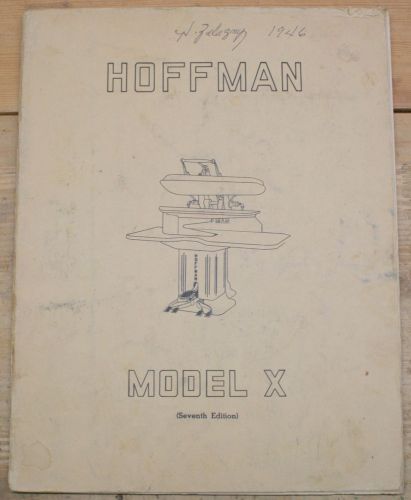 Hoffman Model X Drycleaning Press Instructions and Parts List