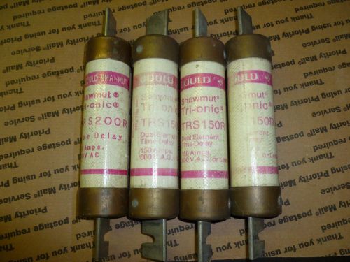 [4] GOULD SHAWMUT TRIONIC TRD150R TIME DELAY FUSE 600 VAC 150 AMPS TRS-150-R