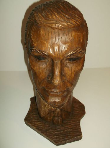 **RARE** VINTAGE 1960&#039;S LARGE HANDMADE WOOD LOOK FIBERGLASS MANNEQUIN HEAD!