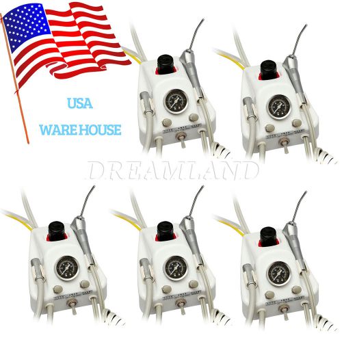 5 Set Dental Portable Turbine Unit work with Air Compressor 4Hole + Syringe USA