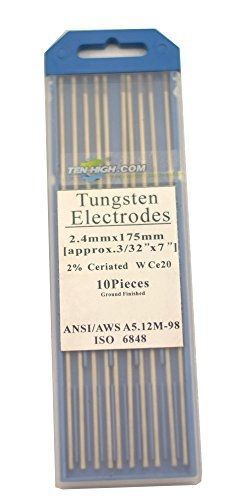 Ten-high TEN-HIGH TIG Tungsten Electrodes 2% Ceriated (Grey) 3/32&#034; * 7&#034;