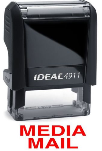 MEDIA MAIL text on an IDEAL 4911 Self-inking Rubber Stamp with RED INK