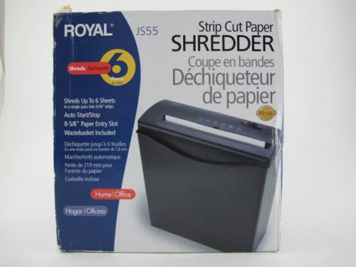Royal NEW Strip-cut Paper Shredder &amp; Wastebasket Set JS55 Black Home Office NIB