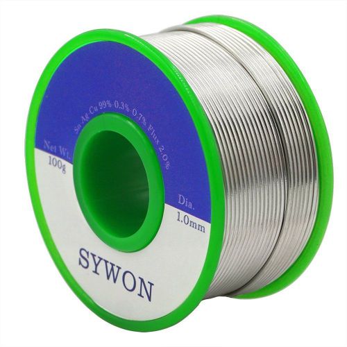 Sywon 1.0mm 100g Lead Free Solder Wire Rosin Core Tin Reel Sn 99% Ag 0.3% Cu ...