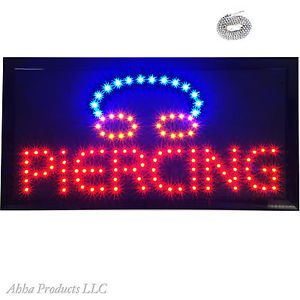LED Body Piercing Tattoo Studio ear needle too kit Ring Open Business Sign neon