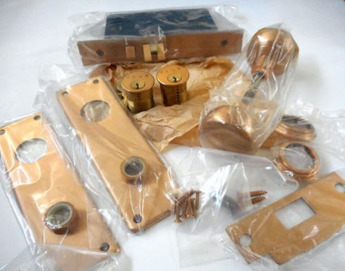 New yale ce8646 1/4  mortise lockset lhr copper escutcheon arts &amp; crafts double for sale
