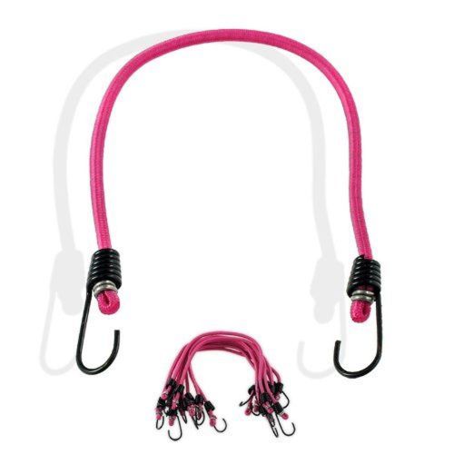 10-piece flamingo hot pink virgin rubber 12&#034; mini bungee cords - bikes scooters for sale