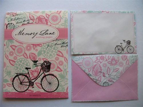 Writing Note Pad Paper Envelopes New Correspondence Set Memory Lane Bike 20 Page