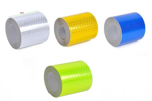 1PCS 3M 2&#034;X10&#039; 5cm x 3cm Fluorescent Reflective Strip Sticker Tape Adhesive New