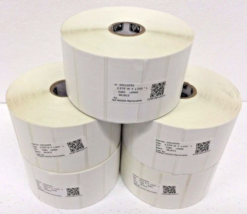 Zebra 10010052 z-select 4000d removable thermal labels 2.375&#034; x 1&#034; - 5-pack for sale
