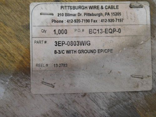 NEW, ROYAL CABLE  8-3/C  WITH GROUND  EP/CPE   ( 1000&#039; ROLL )